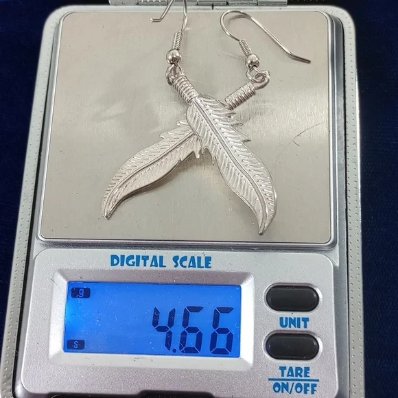 Sterling Silver Feather Dangle Earrings - Picture 8 of 12